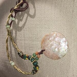 Vintage Cookie Lee Abalone Shell with Natural Beaded Stones Necklace